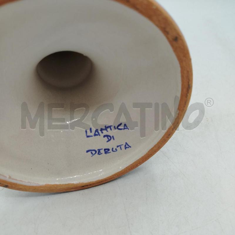 PORTACANDELA DERUTA DEC AZZURRO NARANCIONE | Mercatino dell'Usato Roma viale tirreno 4