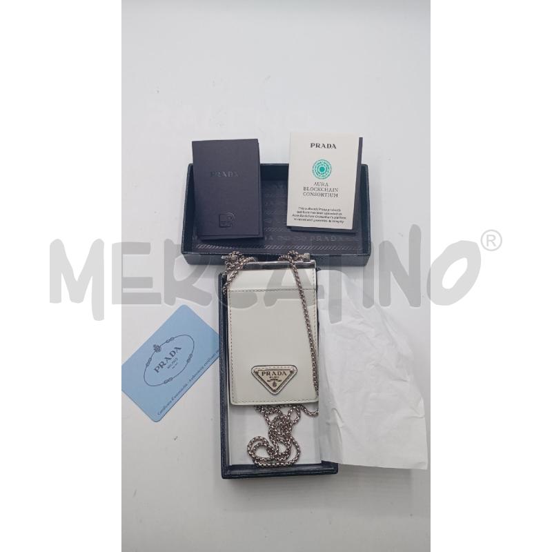 PORTA CARTA PRADA BIANCO IN PELLE | Mercatino dell'Usato Roma viale tirreno 1
