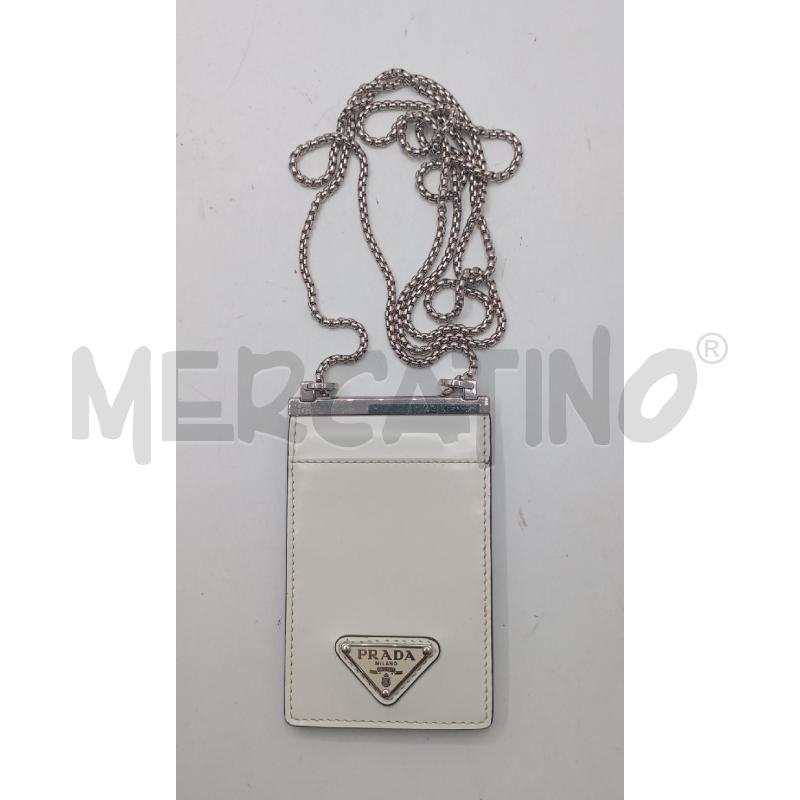 PORTA CARTA PRADA BIANCO IN PELLE | Mercatino dell'Usato Roma viale tirreno 2