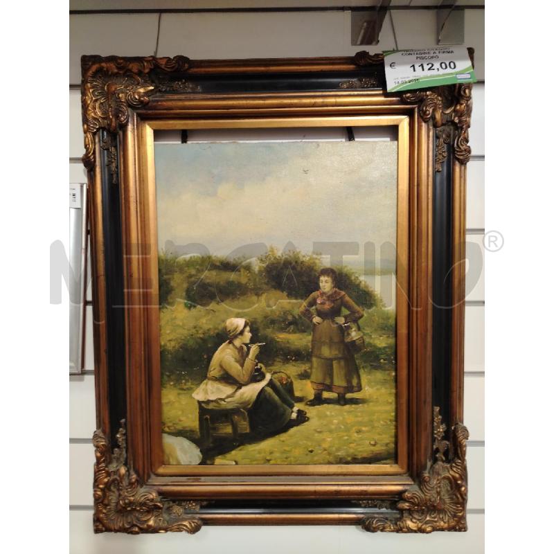 QUADRO C/LEGNO CONTADINE A FIRMA PISCOPO | Mercatino dell'Usato Roma viale tirreno 1