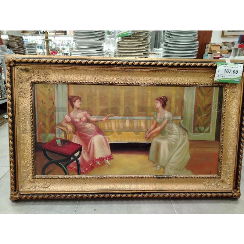 QUADRO C/LEGNO COPPIA FANCIULLE SEDUTE | Mercatino dell'Usato Roma viale tirreno 1