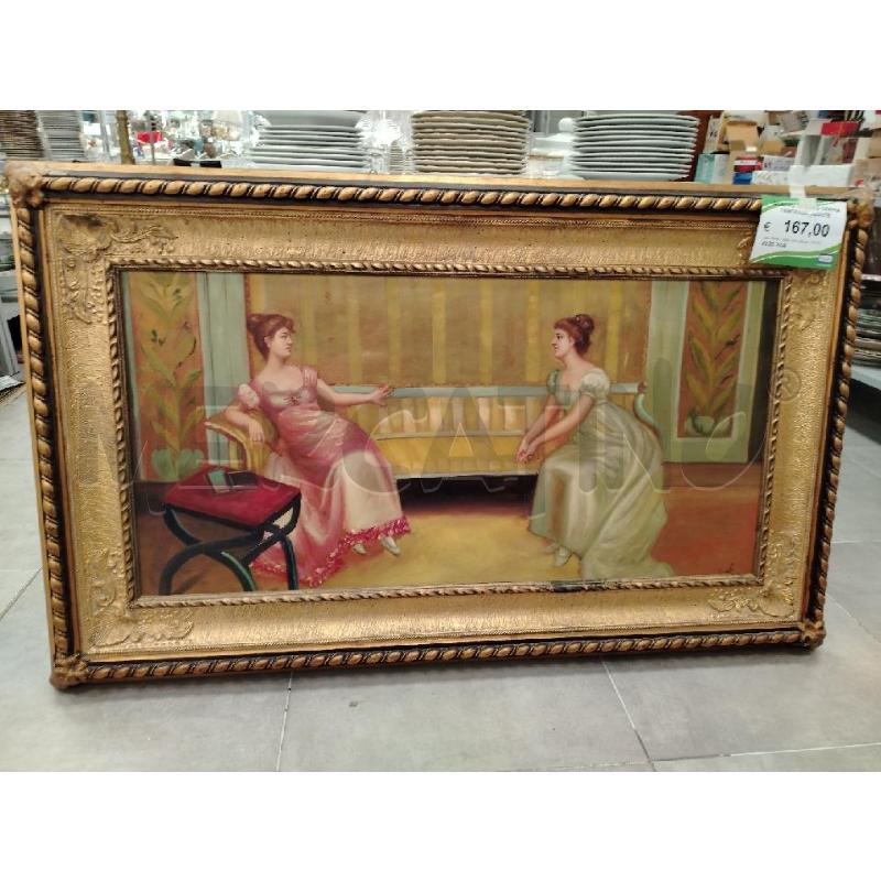 QUADRO C/LEGNO COPPIA FANCIULLE SEDUTE | Mercatino dell'Usato Roma viale tirreno 3