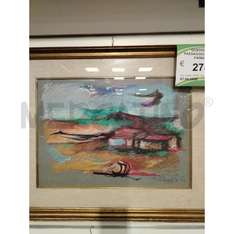 QUADRO C/LEGNO PAESAGGIO POLICROMO A FIRMA TARDIA | Mercatino dell'Usato Roma viale tirreno 1