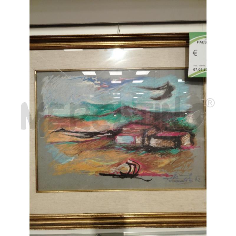QUADRO C/LEGNO PAESAGGIO POLICROMO A FIRMA TARDIA | Mercatino dell'Usato Roma viale tirreno 2