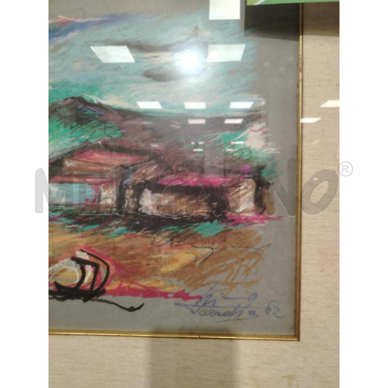 QUADRO C/LEGNO PAESAGGIO POLICROMO A FIRMA TARDIA | Mercatino dell'Usato Roma viale tirreno 3
