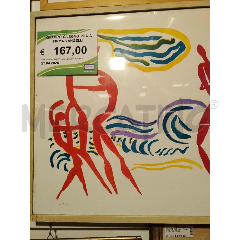 QUADRO C/LEGNO PDA A FIRMA VANGELLI | Mercatino dell'Usato Roma viale tirreno 2