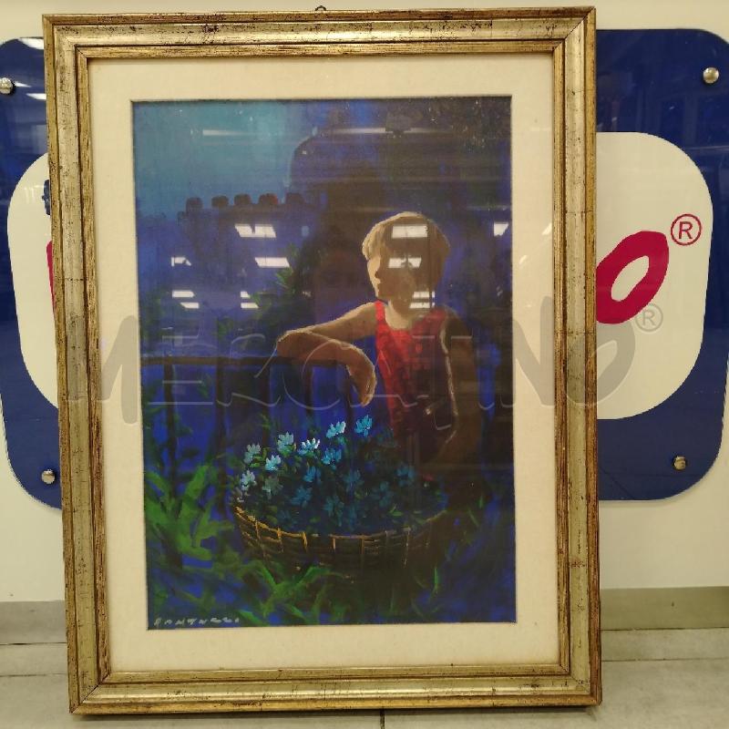 QUADRO FANCIULLA FIORI BLU A FIRMA FANTUZZI | Mercatino dell'Usato Roma viale tirreno 1