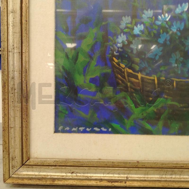 QUADRO FANCIULLA FIORI BLU A FIRMA FANTUZZI | Mercatino dell'Usato Roma viale tirreno 2