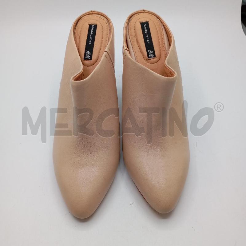 SABOT H&M VERA PELLE CON TACCO BEIGE | Mercatino dell'Usato Roma viale tirreno 2
