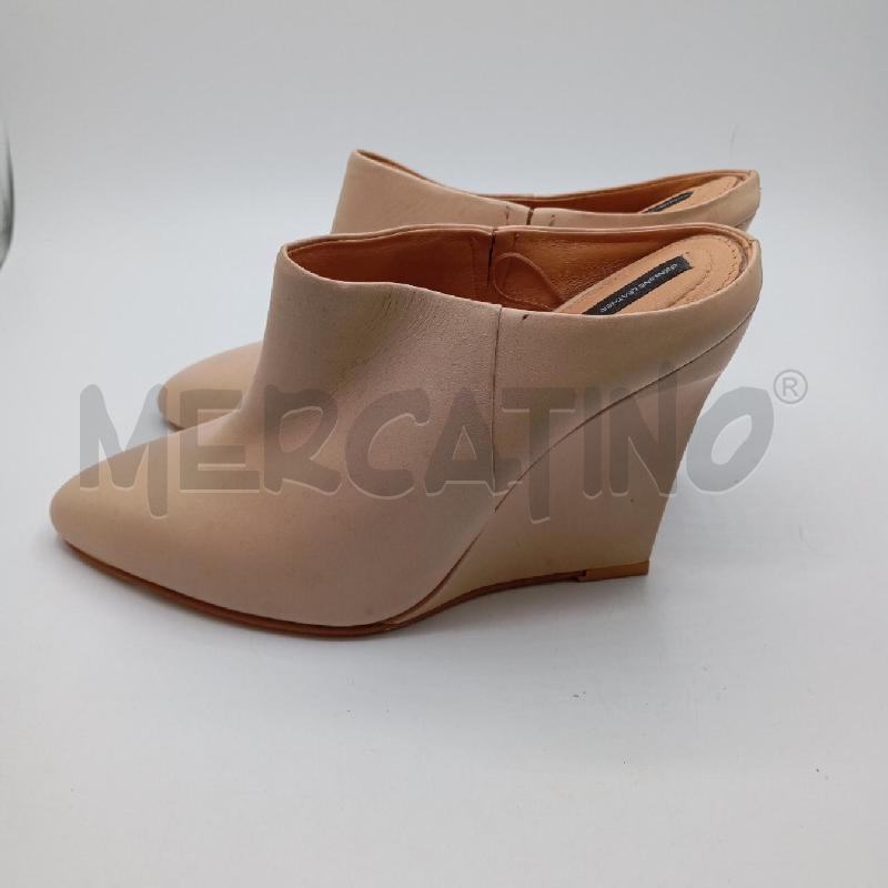 SABOT H&M VERA PELLE CON TACCO BEIGE | Mercatino dell'Usato Roma viale tirreno 4