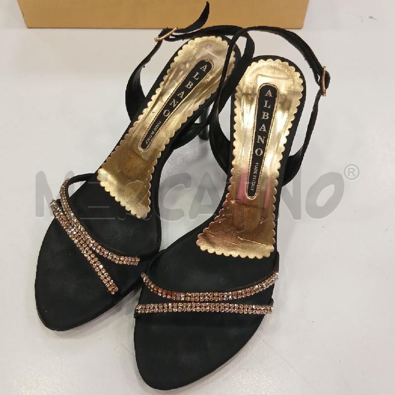 SANDALI D ALBANO NERO CON STRASS SCATOLA | Mercatino dell'Usato Roma viale tirreno 1