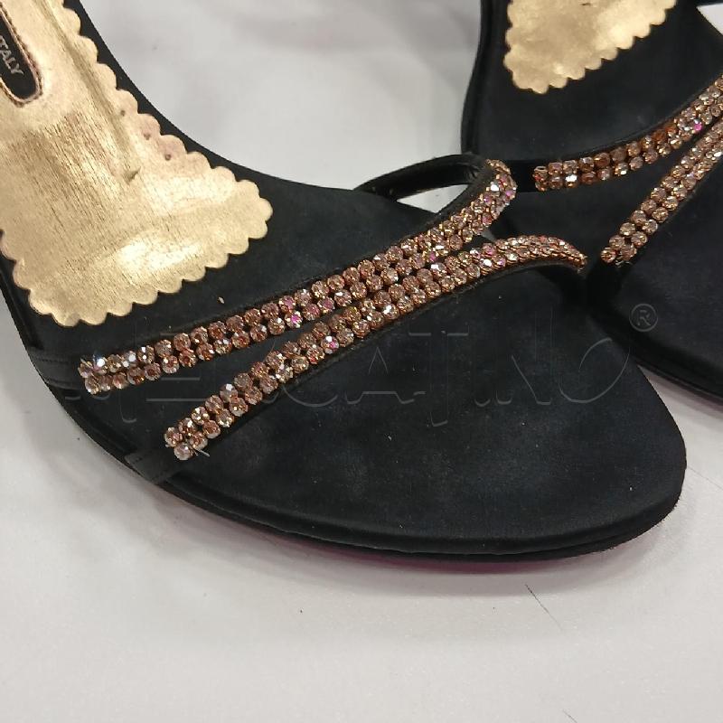 SANDALI D ALBANO NERO CON STRASS SCATOLA | Mercatino dell'Usato Roma viale tirreno 2