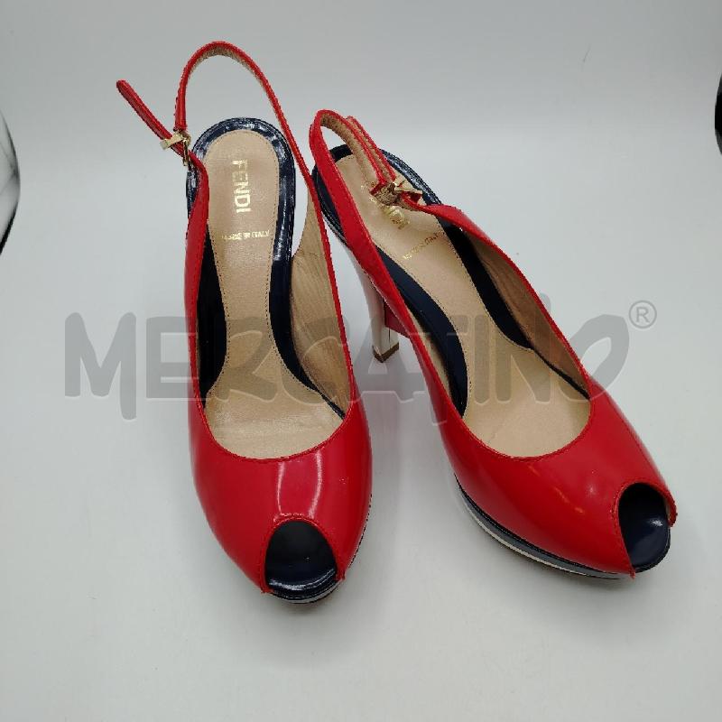SANDALI D FENDI IN VERNICE ROSSO SLINGBACK | Mercatino dell'Usato Roma viale tirreno 1