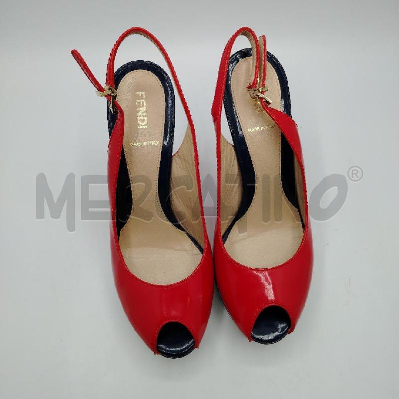 SANDALI D FENDI IN VERNICE ROSSO SLINGBACK | Mercatino dell'Usato Roma viale tirreno 2