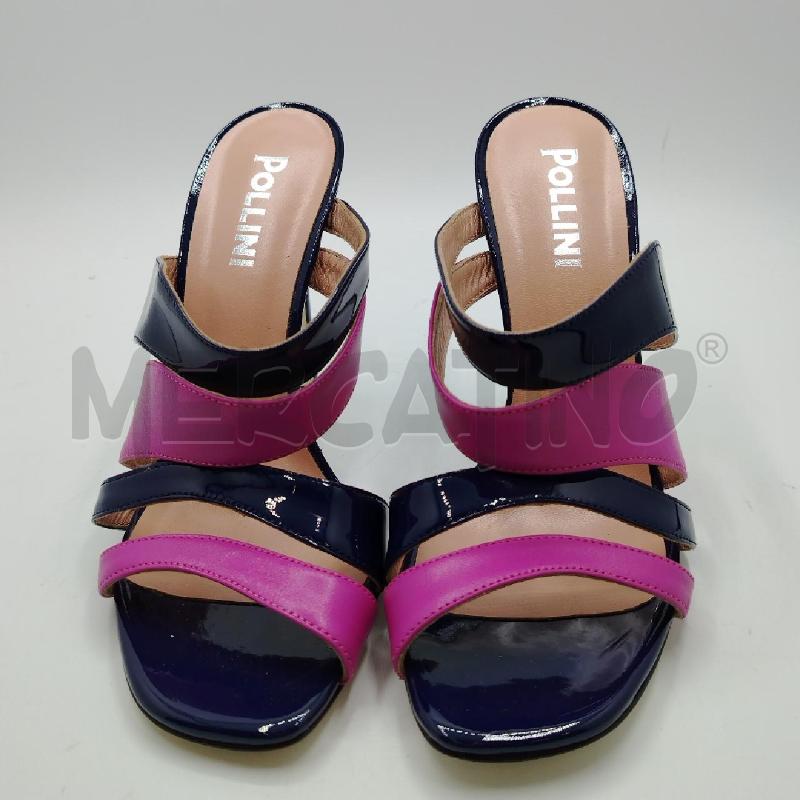 SANDALI D POLLINI SABOT TACCO FINO BL LUCIDO FUCSIA  | Mercatino dell'Usato Roma viale tirreno 1