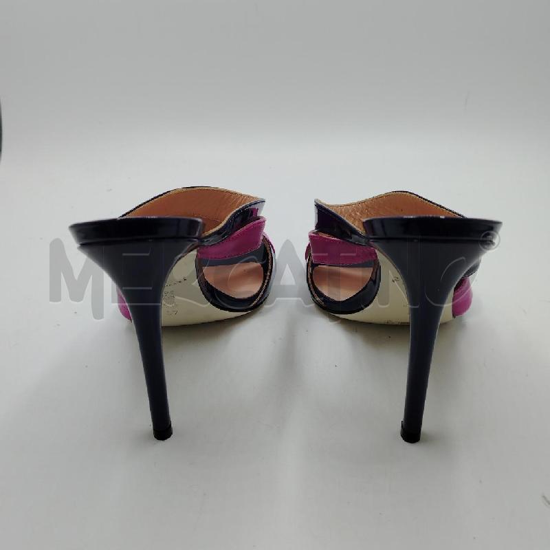 SANDALI D POLLINI SABOT TACCO FINO BL LUCIDO FUCSIA  | Mercatino dell'Usato Roma viale tirreno 2