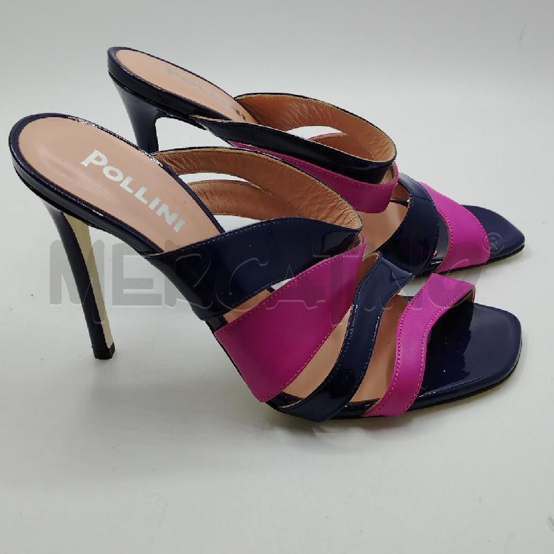 SANDALI D POLLINI SABOT TACCO FINO BL LUCIDO FUCSIA  | Mercatino dell'Usato Roma viale tirreno 3