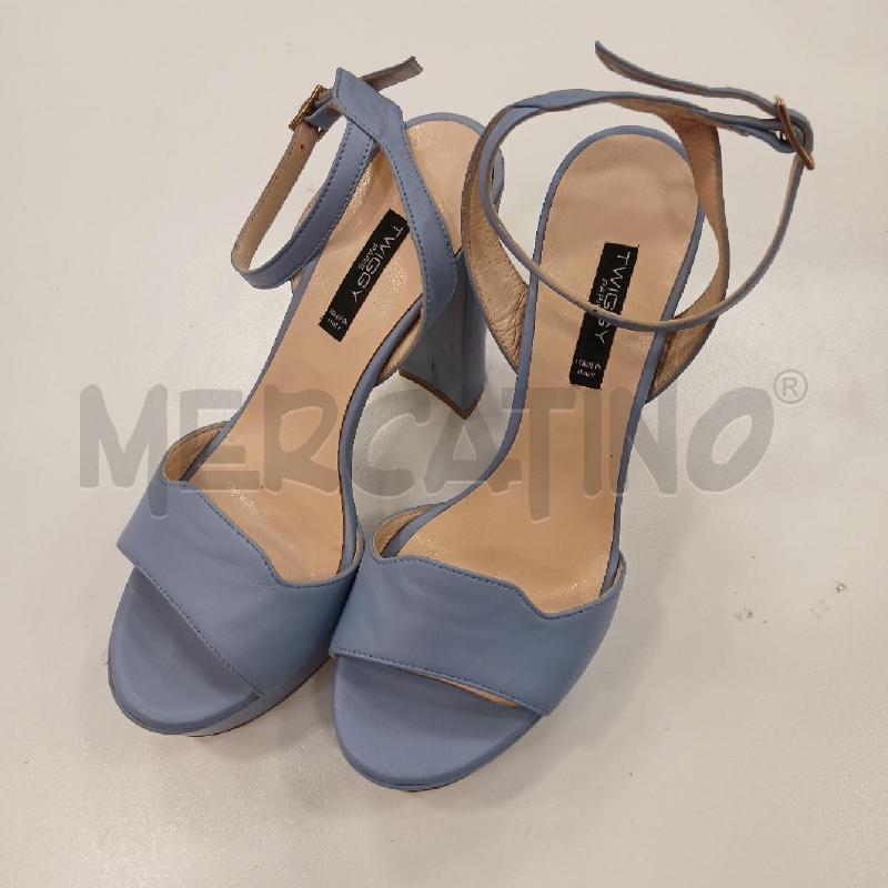 SANDALI D TWIGGY PARIS  CON TACCO CELESTE  | Mercatino dell'Usato Roma viale tirreno 2