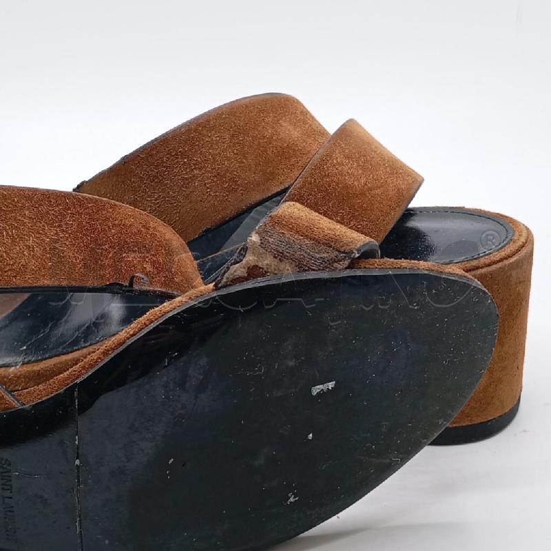 SANDALI D YVES SAINT LAURENT MARRONE SCAMOSCIATO DA RIV | Mercatino dell'Usato Roma viale tirreno 5