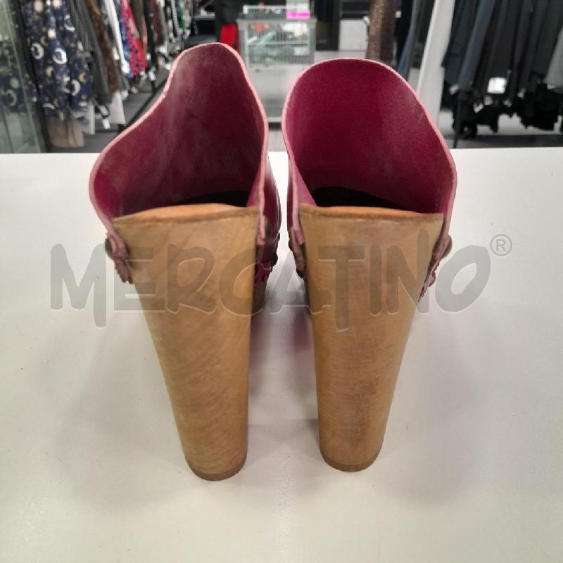 SCARPE D FLORIDETTI SABOT FUCSIA CUOIO LEGNO SCAT  | Mercatino dell'Usato Roma viale tirreno 2