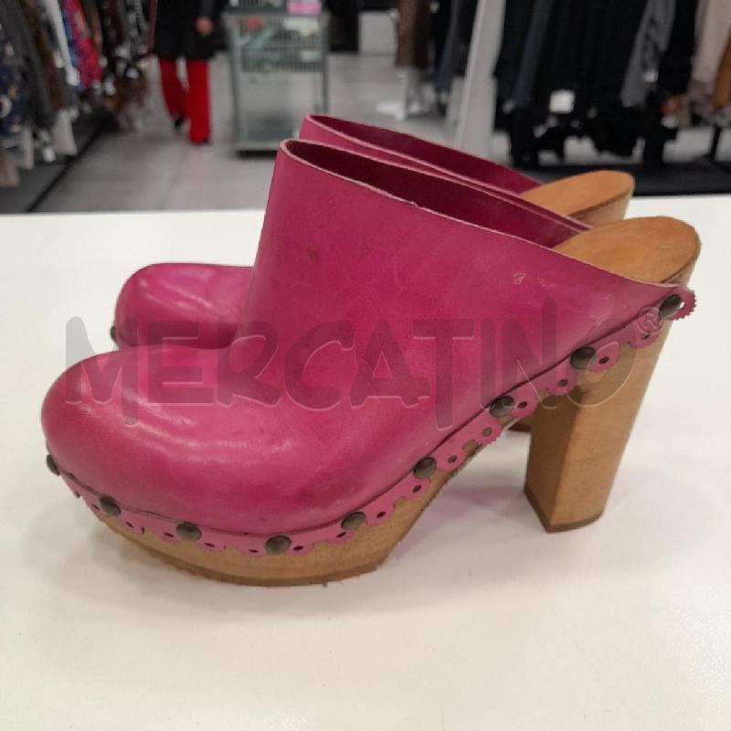 SCARPE D FLORIDETTI SABOT FUCSIA CUOIO LEGNO SCAT  | Mercatino dell'Usato Roma viale tirreno 3