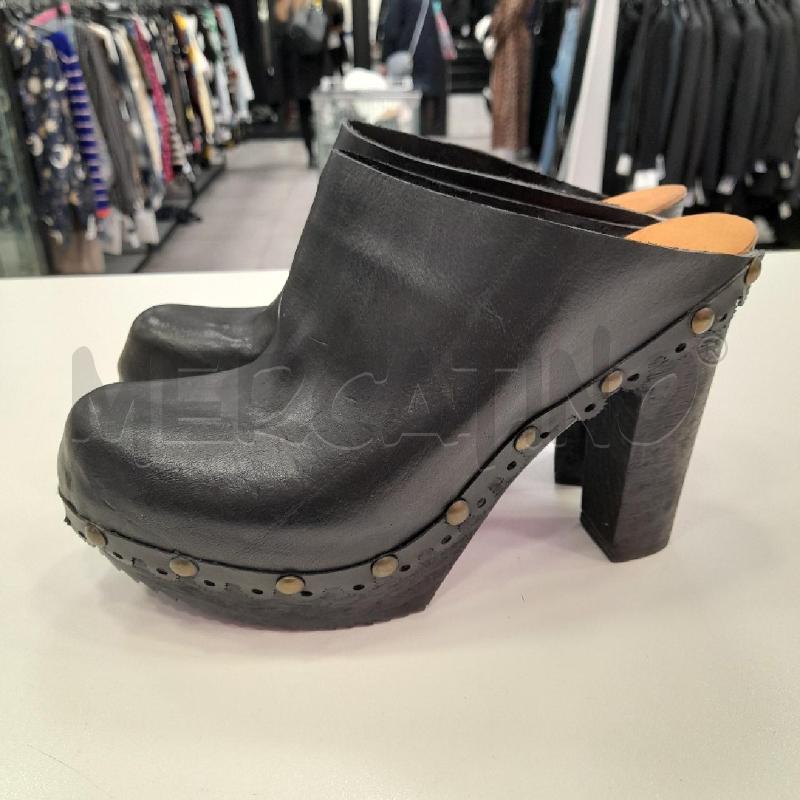 SCARPE D FLORIDETTI SABOT NE CUOIO LEGNO SCAT  | Mercatino dell'Usato Roma viale tirreno 3