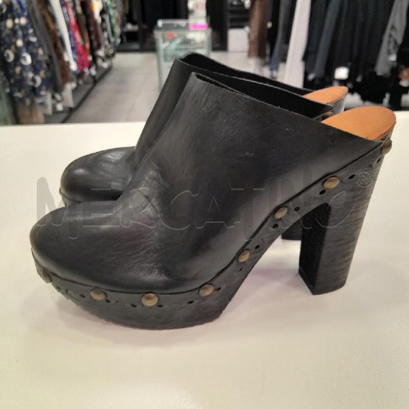 SCARPE D FLORIDETTI SABOT NE CUOIO LEGNO SCAT  | Mercatino dell'Usato Roma viale tirreno 3