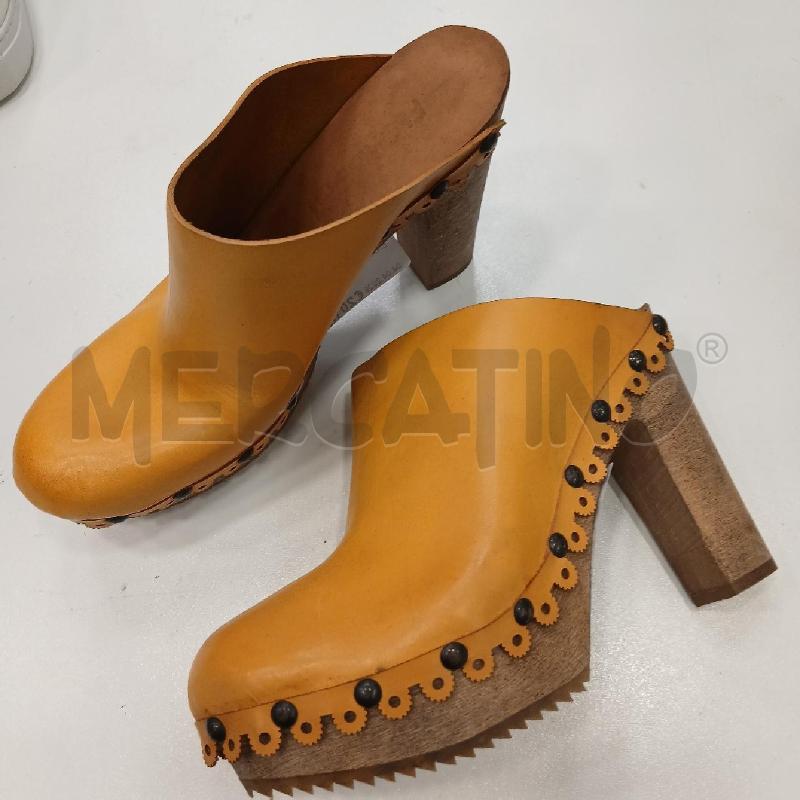 SCARPE D FLORIDETTI SENAPE CUOIO LEGNO | Mercatino dell'Usato Roma viale tirreno 1