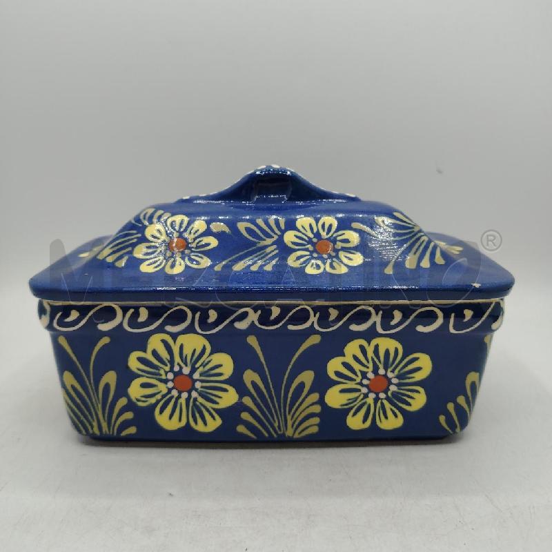 SCATOLA CERAMICA CON COPERCHIO BLU FIORI DIP DA RIV | Mercatino dell'Usato Roma viale tirreno 1