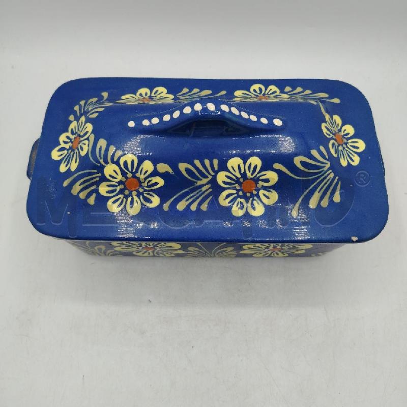 SCATOLA CERAMICA CON COPERCHIO BLU FIORI DIP DA RIV | Mercatino dell'Usato Roma viale tirreno 2