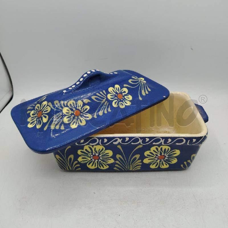 SCATOLA CERAMICA CON COPERCHIO BLU FIORI DIP DA RIV | Mercatino dell'Usato Roma viale tirreno 3