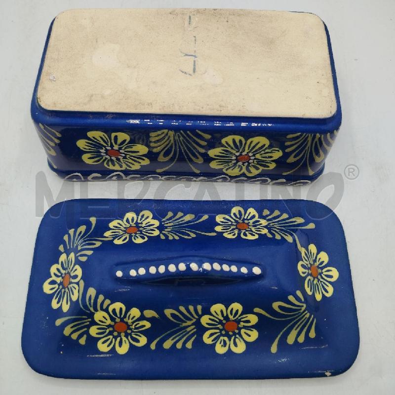 SCATOLA CERAMICA CON COPERCHIO BLU FIORI DIP DA RIV | Mercatino dell'Usato Roma viale tirreno 4