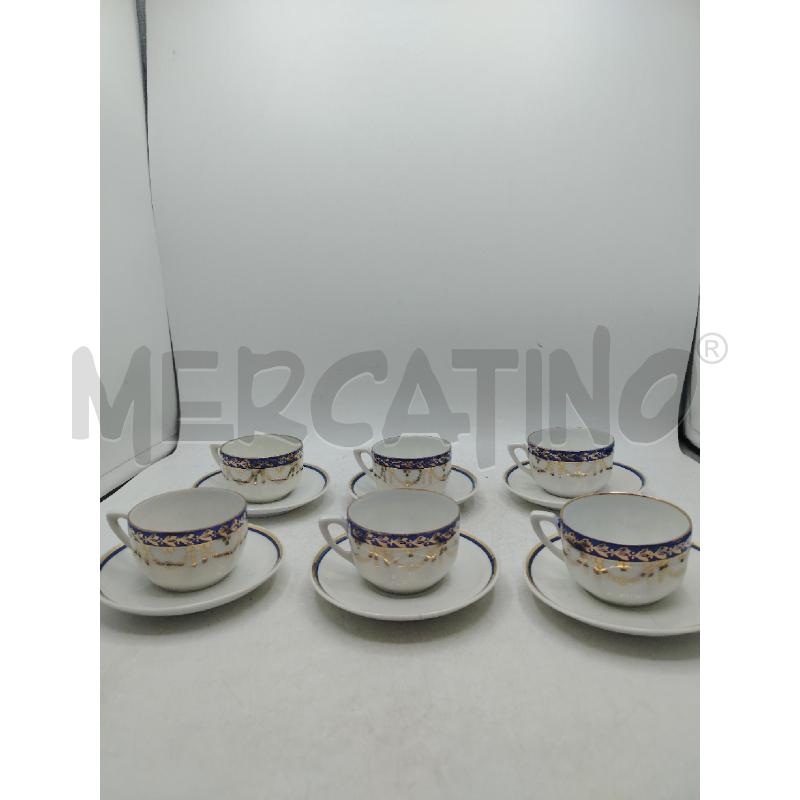 SET 6 TAZZINE+PIATTINI GINORI BLU ORO | Mercatino dell'Usato Roma viale tirreno 1
