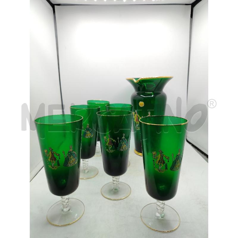 SET BROCCA+BICCHIERI VETRO EMPOLI ANNI 50 DA RIV | Mercatino dell'Usato Roma viale tirreno 1