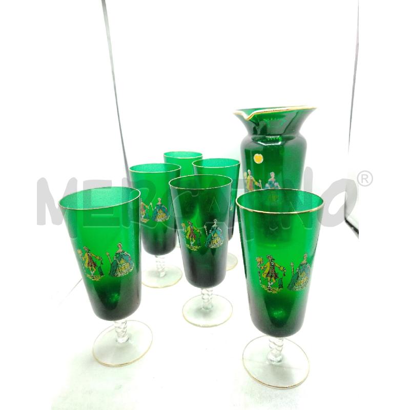 SET BROCCA+BICCHIERI VETRO EMPOLI ANNI 50 DA RIV | Mercatino dell'Usato Roma viale tirreno 3