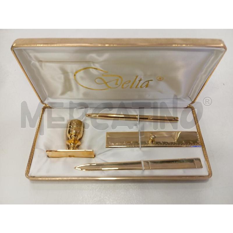 SET DA SCRIVANIA PLACCATO ORO DELTA  | Mercatino dell'Usato Roma viale tirreno 1