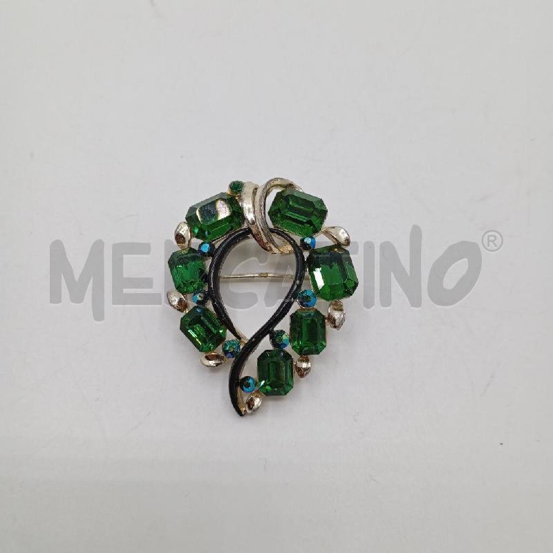 SPILLA VINTAGE LISNER STRASS VERDE  | Mercatino dell'Usato Roma viale tirreno 1