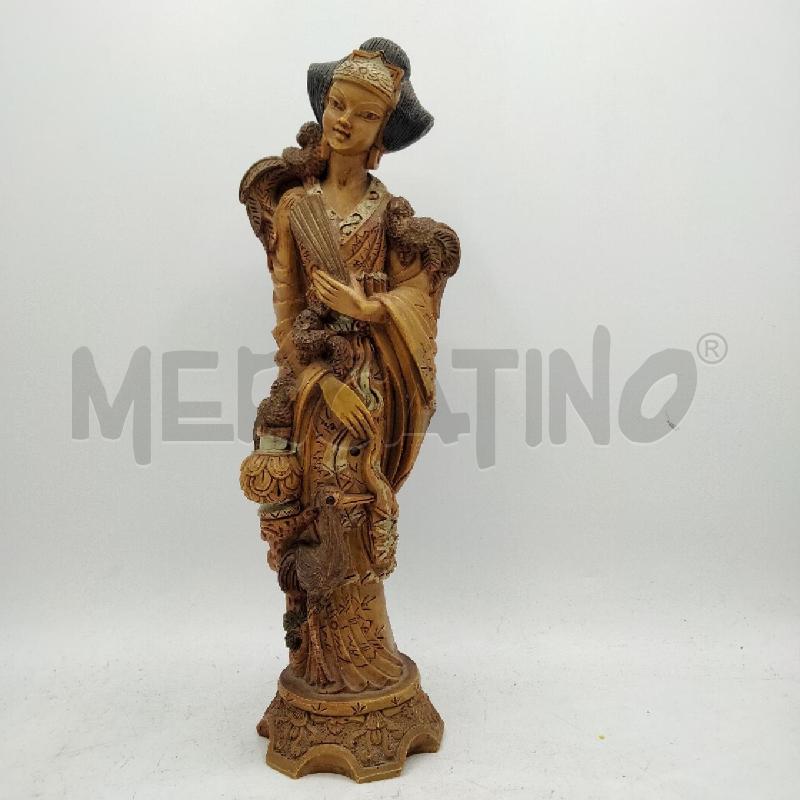 STATUA IN LACCA RESINA CINESE POLICROMA | Mercatino dell'Usato Roma viale tirreno 1