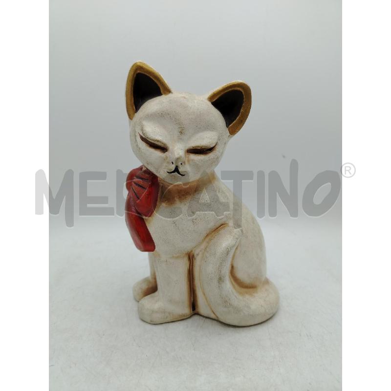 STATUINA GATTO THUN FIOCCO ROSSO | Mercatino dell'Usato Roma viale tirreno 1