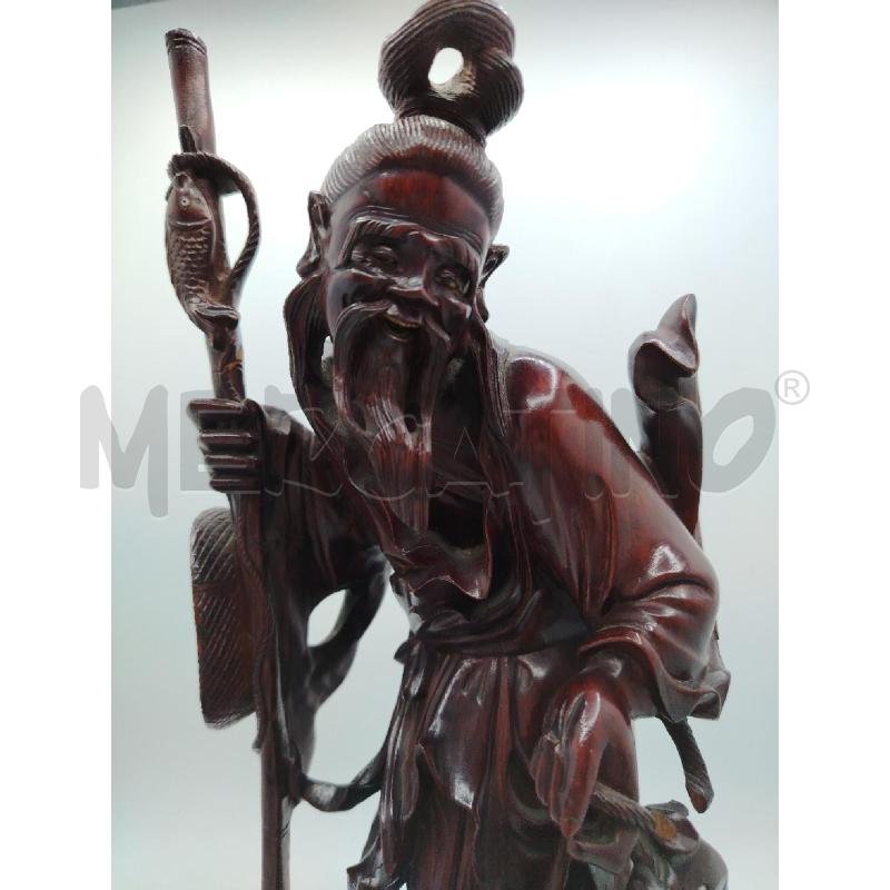 STATUINA LEGNO PESCATORE LEGNO PIC | Mercatino dell'Usato Roma viale tirreno 2