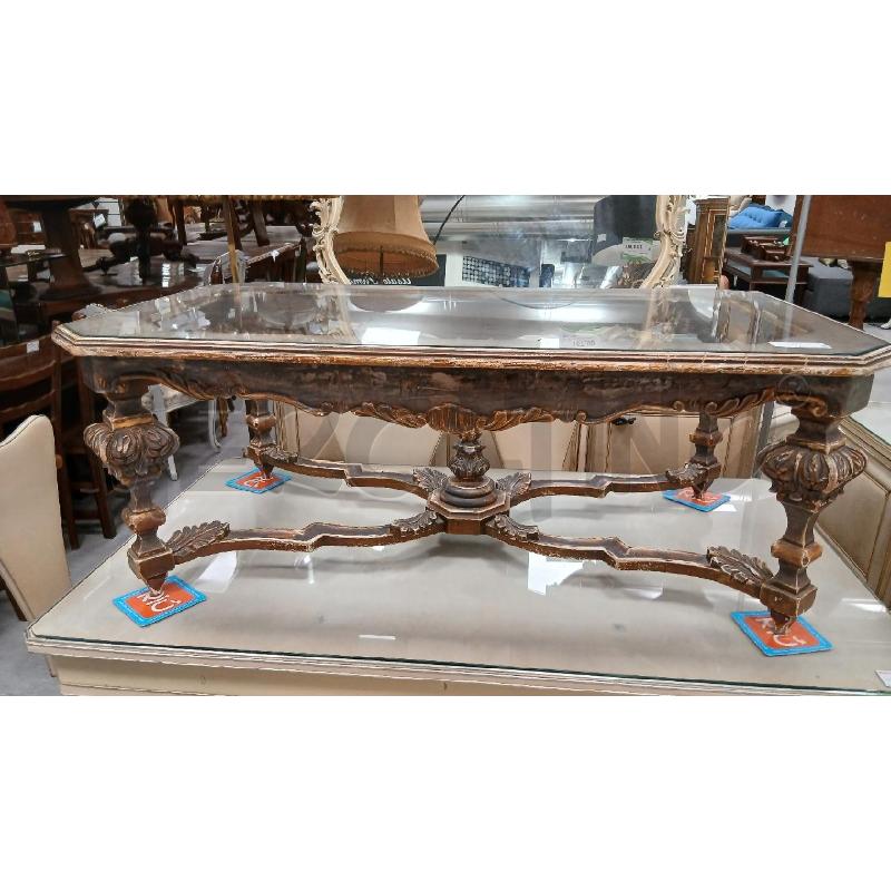 TAVOLINO BASSO LEGNO DORATO P/VETRO | Mercatino dell'Usato Roma viale tirreno 1