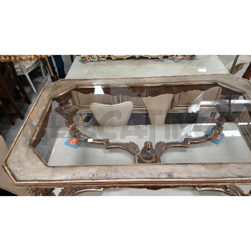 TAVOLINO BASSO LEGNO DORATO P/VETRO | Mercatino dell'Usato Roma viale tirreno 3