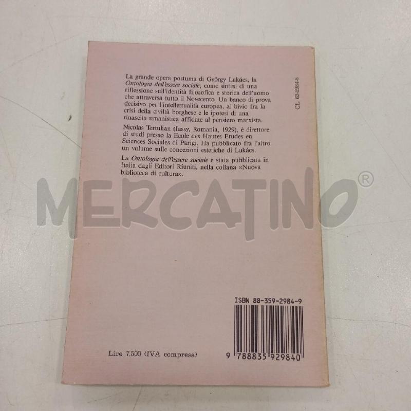 TERTULIAN LUKACS LA RINASCITA DELL'ONTOLOGIA | Mercatino dell'Usato Roma viale tirreno 3