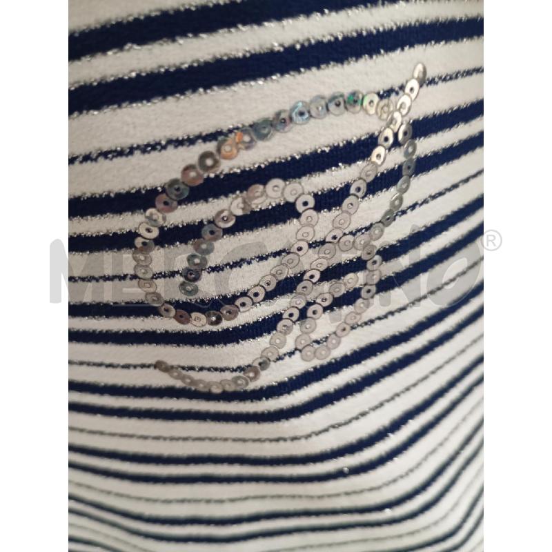 TOP BLUMARINE BIANCO RIGHE BLU GLITTERATO | Mercatino dell'Usato Roma viale tirreno 4