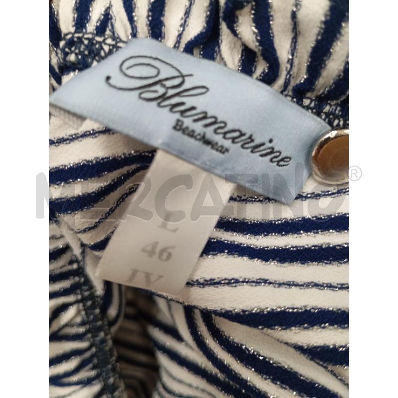 TOP BLUMARINE BIANCO RIGHE BLU GLITTERATO | Mercatino dell'Usato Roma viale tirreno 5