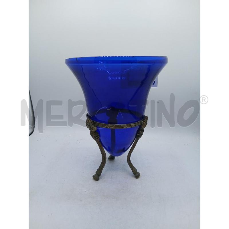 TRE PIEDI MET VASO VETRO BLU | Mercatino dell'Usato Roma viale tirreno 1