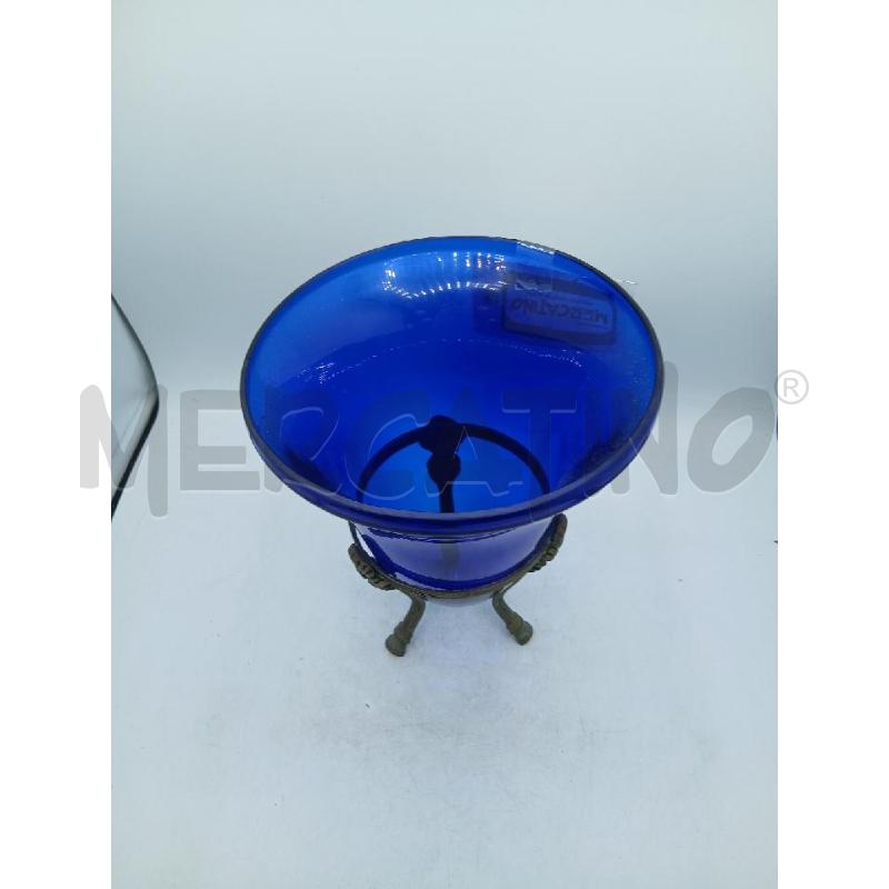 TRE PIEDI MET VASO VETRO BLU | Mercatino dell'Usato Roma viale tirreno 2