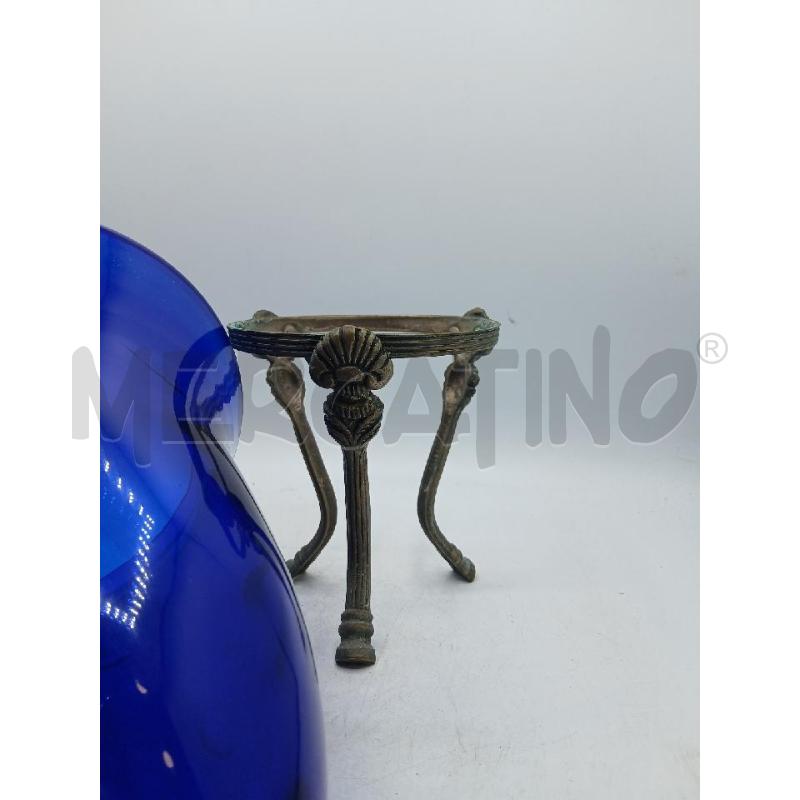 TRE PIEDI MET VASO VETRO BLU | Mercatino dell'Usato Roma viale tirreno 3