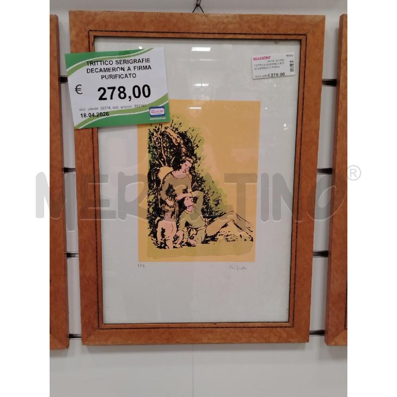 TRITTICO SERIGRAFIE DECAMERON A FIRMA PURIFICATO | Mercatino dell'Usato Roma viale tirreno 1