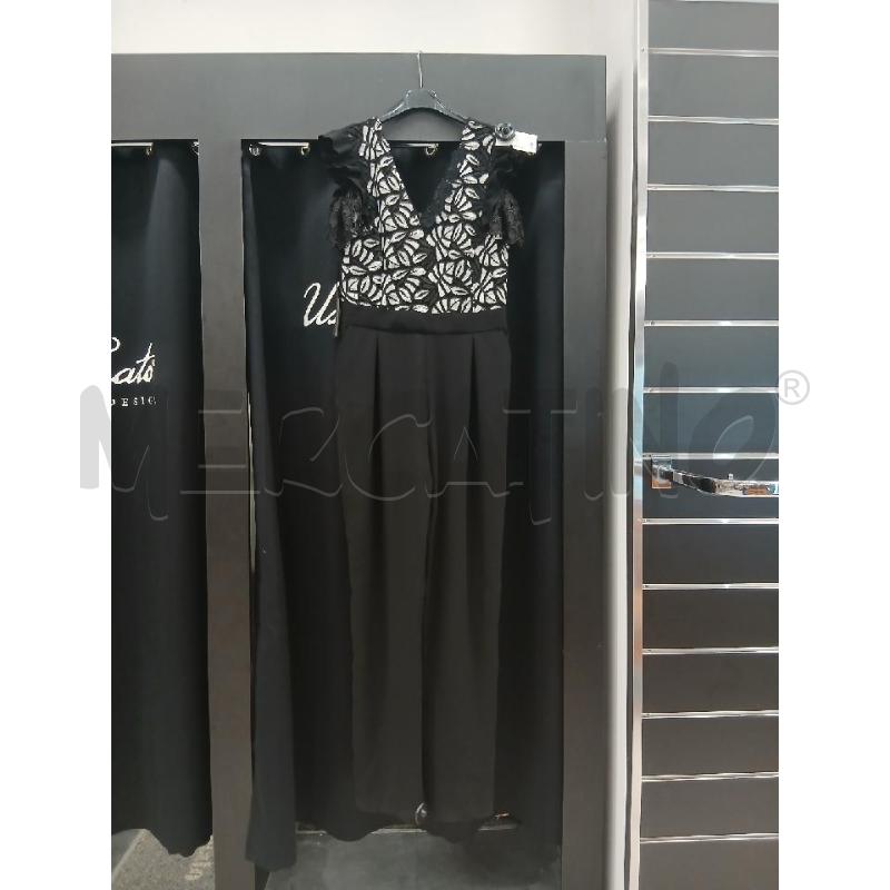 TUTA D JUMPSUIT NERO COPETTO RICAMATO BIANCO/NERO | Mercatino dell'Usato Roma viale tirreno 1